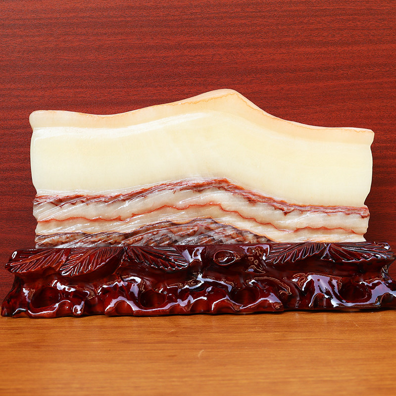 天然石材奇石摆件猪肉石五花肉桌面装饰34*19*4cm5356g雕刻石摆件