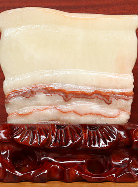 天然石材奇石摆件猪肉石五花肉桌面装饰16*17*2cm1055g雕刻石摆件