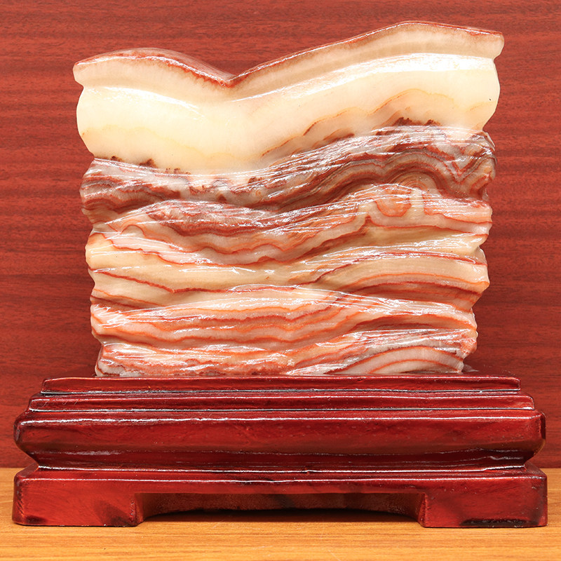 天然石材奇石摆件猪肉石五花肉桌面装饰20*19*5cm4013g雕刻石摆件