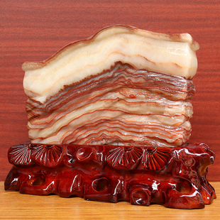 4cm2928g雕刻石摆件 天然石材奇石摆件猪肉石五花肉桌面装 饰23