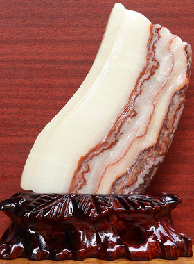 天然石材奇石摆件猪肉石五花肉桌面装饰17*22*2cm1213g雕刻石摆件