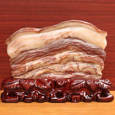 天然石材奇石摆件猪肉石五花肉桌面装饰25*18*3cm2147g雕刻石摆件