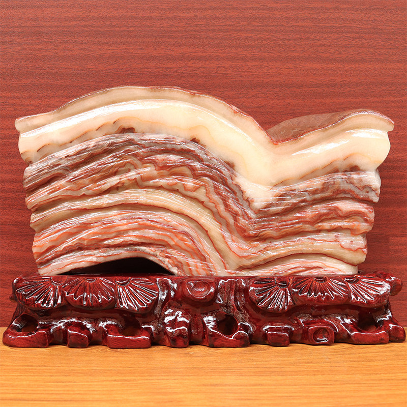 天然石材奇石摆件猪肉石五花肉桌面装饰31*21*3cm3938g雕刻石摆件