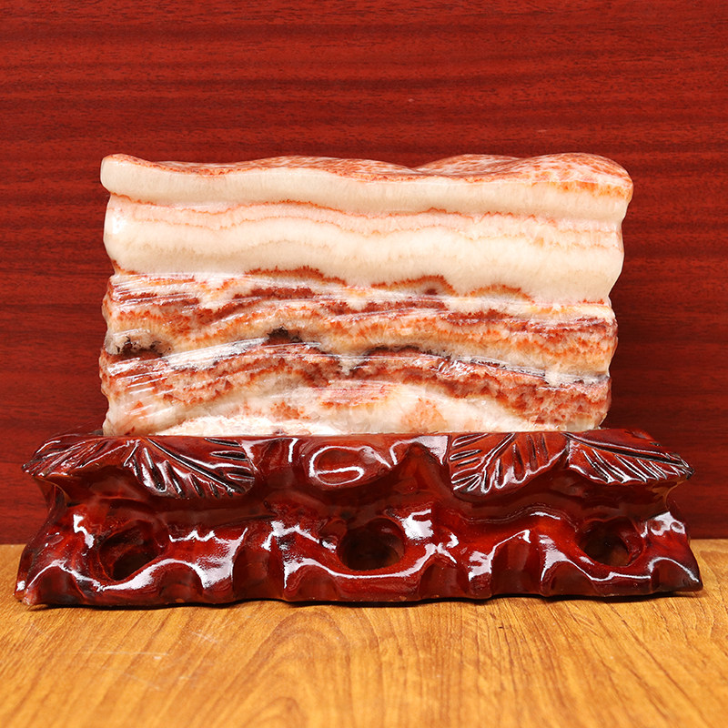 天然石材奇石摆件猪肉石五花肉桌面装饰21*24*7cm3965g雕刻石摆件