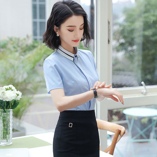 女装 工装 套装 套裙女夏工衣商务气质短袖 制服面试工作服 衬衫 职业装