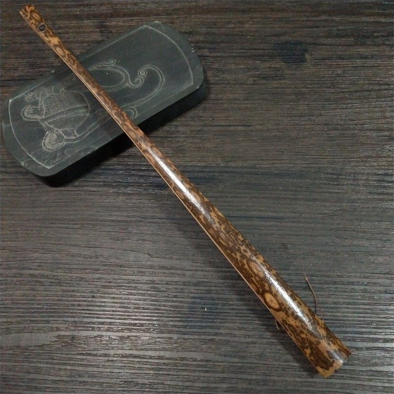 高档文玩空白宣纸折扇九寸天然斑竹老蚊帐杆梅鹿扇骨花纹凹凸感强