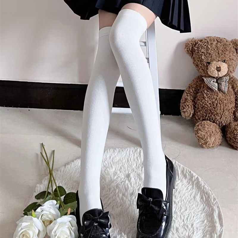 JK制服棉袜加长过膝秋冬季全棉精梳棉高个子防滑大腿袜女生高筒袜,女士内衣/男士内衣/家居服,长筒袜,淘宝优惠券,粉丝福利购,淘宝优惠卷