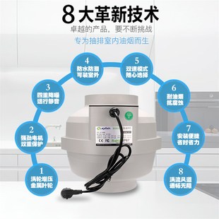 管道风机静音12寸地下室厨房增压抽油烟排风扇大功率强力抽风315P