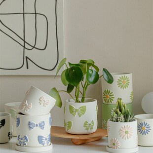 斯堪的纳维亚简单的陶瓷花盆为家庭客厅创意时尚创意手绘花盆花卉