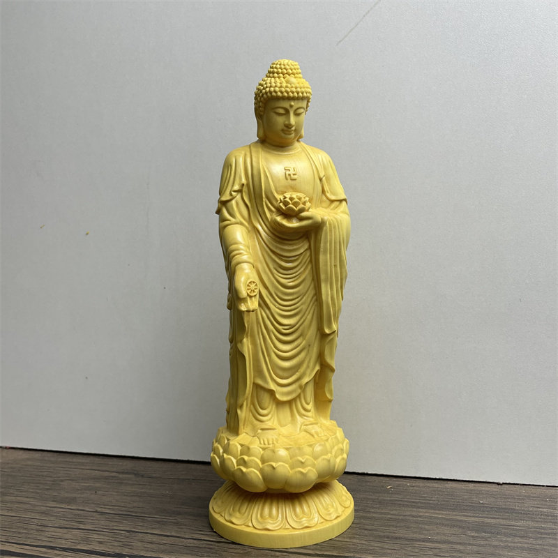 黄杨木雕释迦牟尼佛阿弥陀佛如来佛菩萨家居玄关桌面工艺品摆件