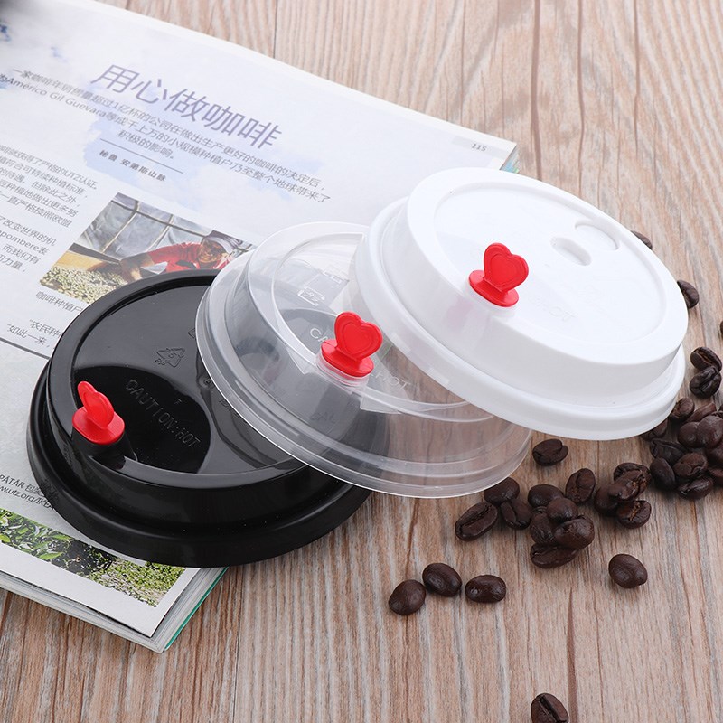 【纸杯塑杯用】90口径一次性爱心盖注塑盖奶茶杯盖外卖打包开关盖