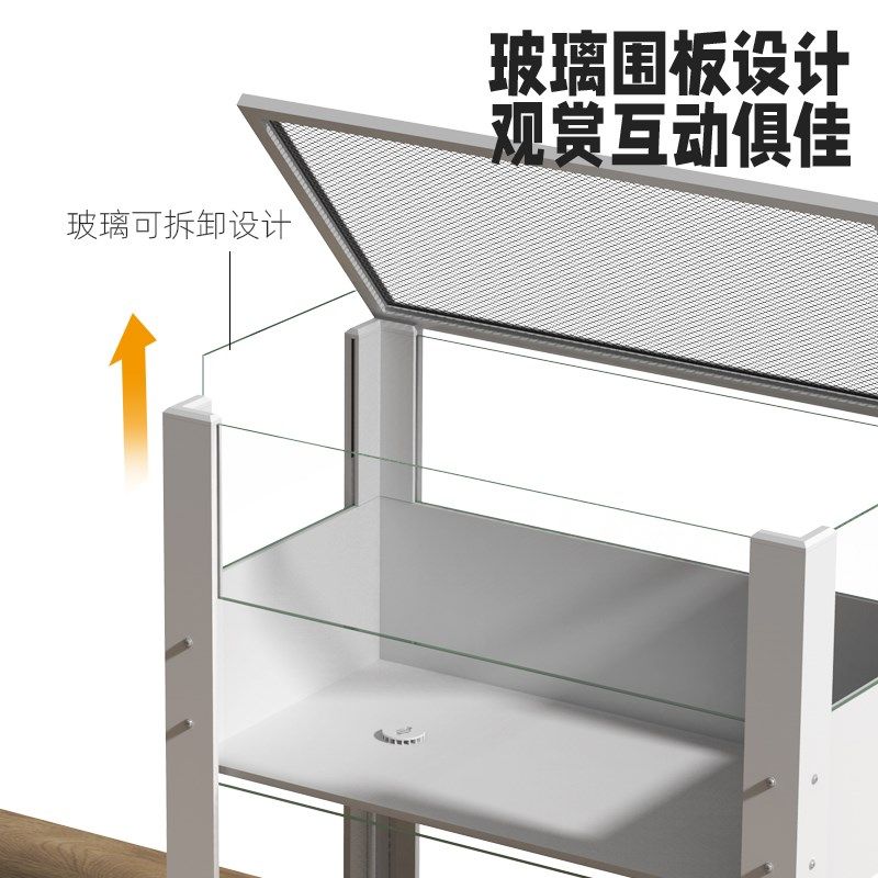 乌龟缸带爬台生态水陆造景落地式饲养箱家用放逃逸养龟专用超大缸图片