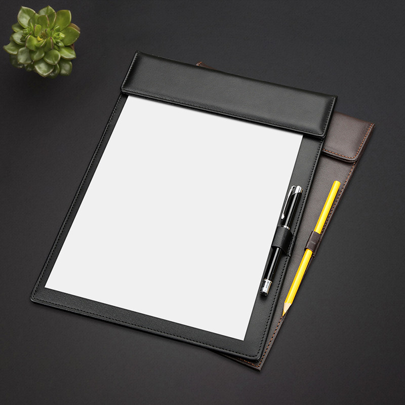 金枫皮革A4会议文件夹双夹 商务办公用品皮质文件夹子带笔夹 定制