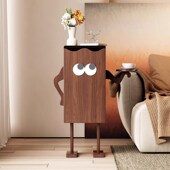 创意实木沙发边柜叉腰边几胡桃色客厅收纳柜儿童卧室床头柜储物柜