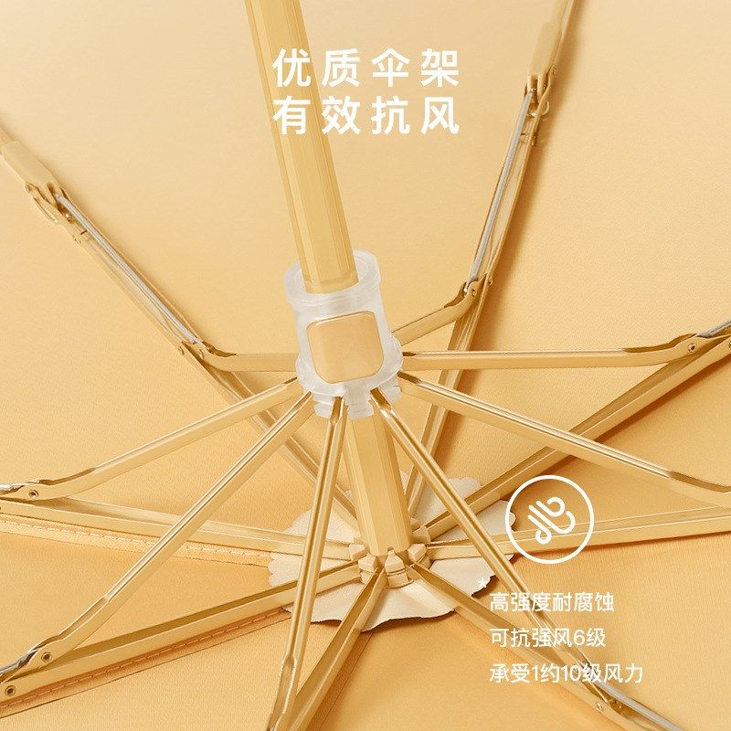 定制小清新渐变色三折钛银胶防晒遮阳太阳伞女个性创意晴实木雨伞