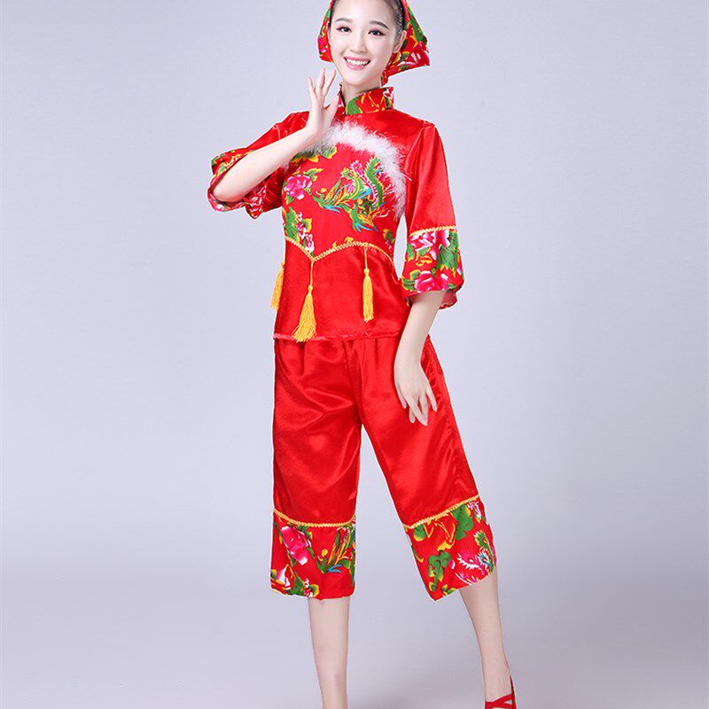 广场舞秧歌服女2020新款中老年舞蹈服古典舞成人中老年腰鼓演出服