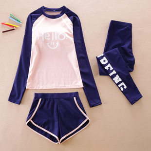 2023新款女童防晒泳衣长袖分体10中大童游泳衣12儿童泳装女孩15岁