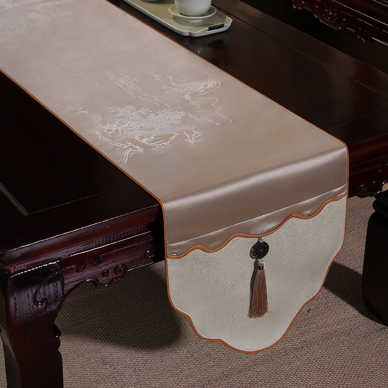 新中式禅意桌旗高档餐桌盖布轻奢床头柜电视柜旗茶桌茶几桌布定制,居家布艺,桌旗,淘宝优惠券,粉丝福利购,淘宝优惠卷