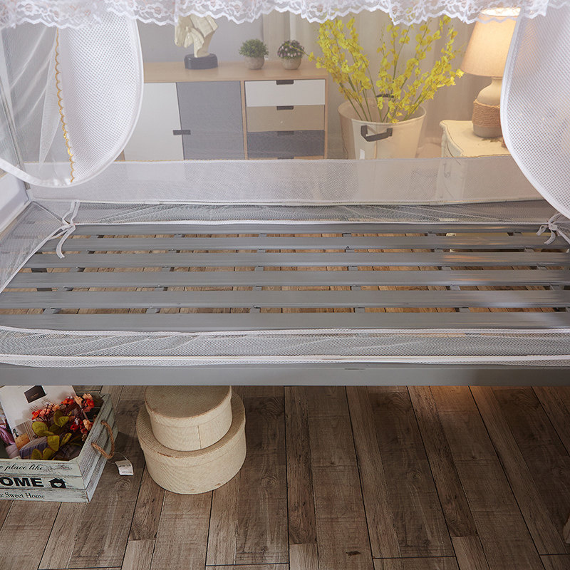 学生铁架床上下铺专用蚊帐90x190cm单人0.9m方帐不锈钢纹帐一体式