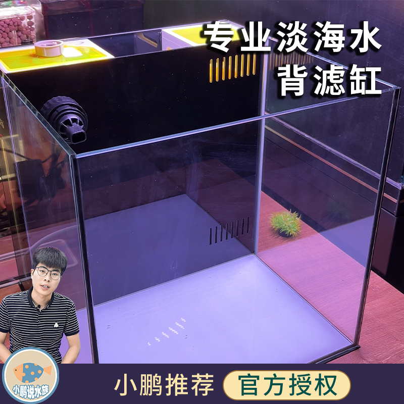 淡海水背滤缸桌面超白玻璃鱼缸过滤仓可调造浪出R水养鱼小鹏说水