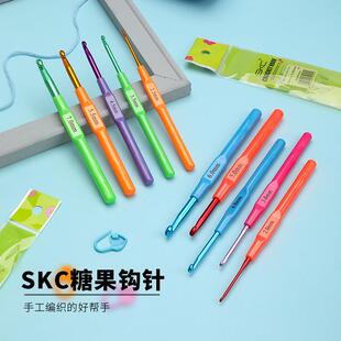 毛衣针编织工具氧化铝塑料柄彩色钩针糖果色 SKC 钩针套装