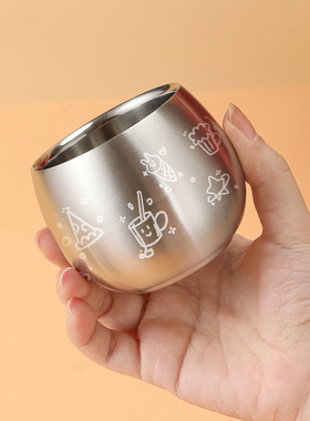 304不锈钢杯子小茶杯儿童喝水杯防烫小酒杯萌幻杯2025年新款2两杯