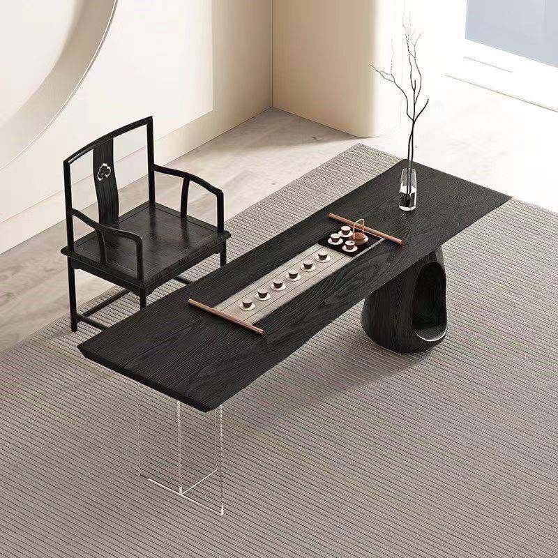 实木餐桌现代简约家用书桌工作台网红悬浮泡茶桌办公桌大板桌