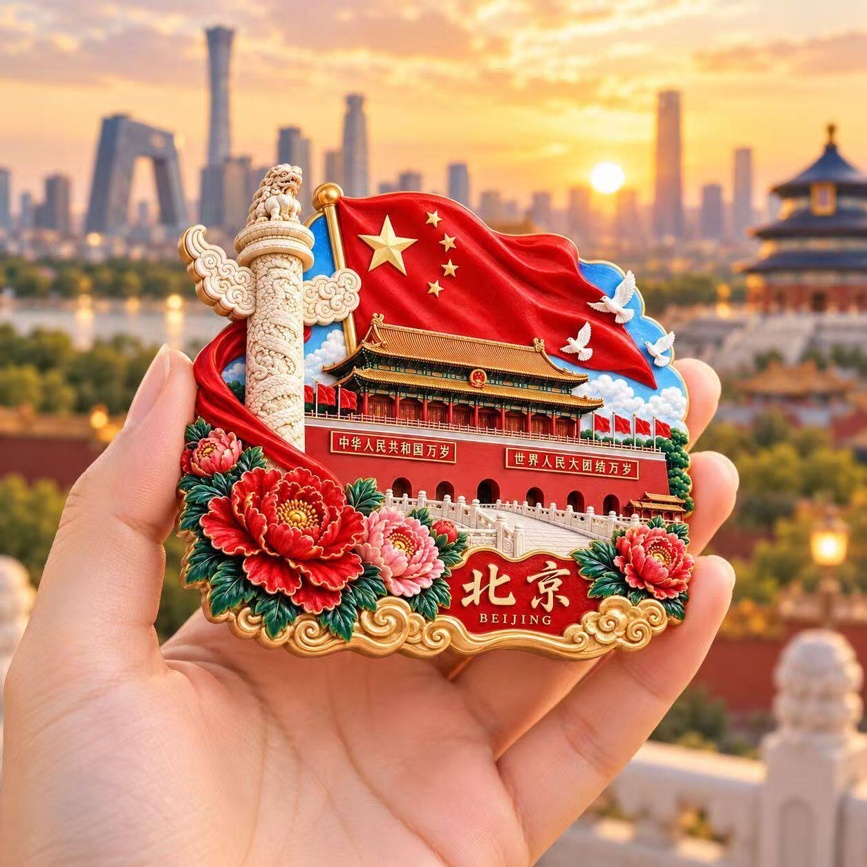 北京天安门创意树脂立体浮雕磁吸冰箱贴冰箱装饰送朋友小礼品