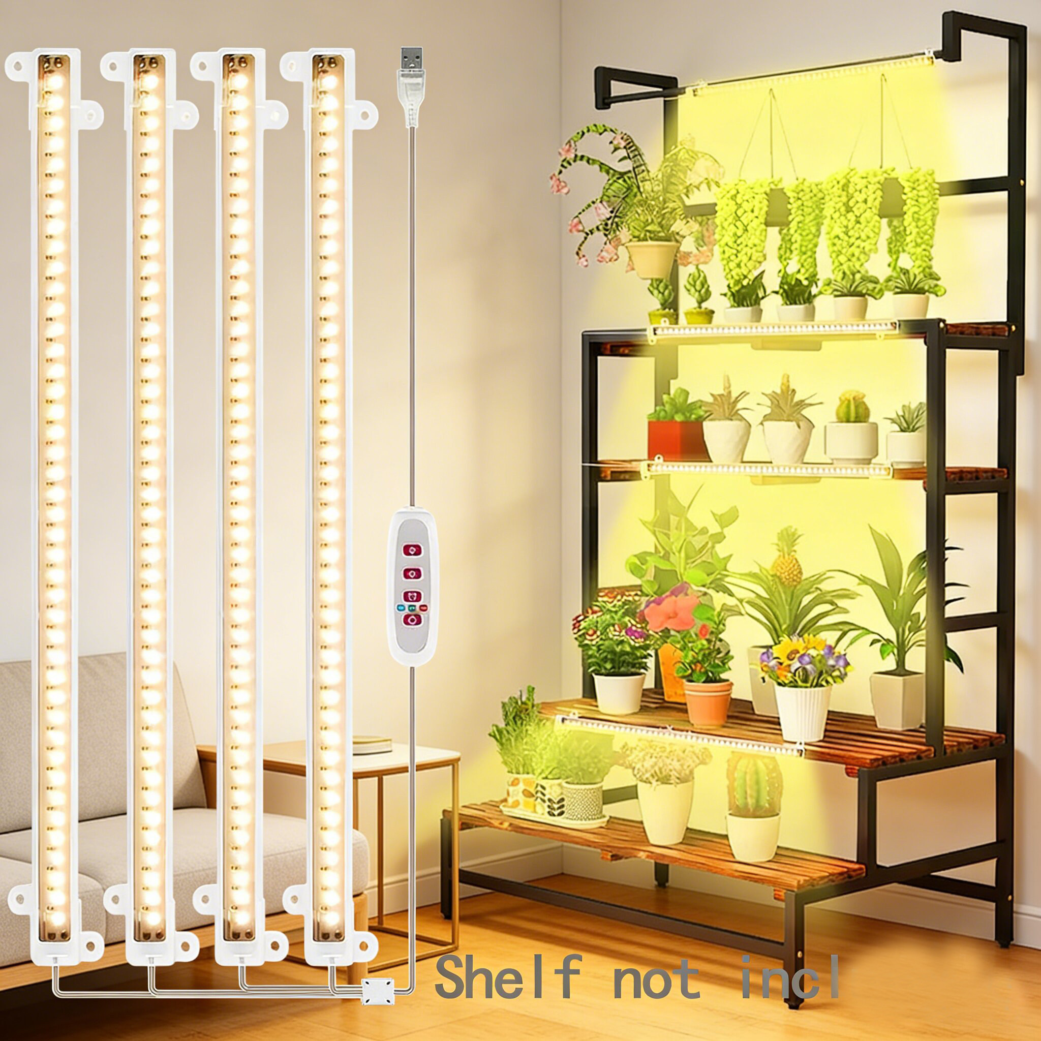 LED植物生长灯补光灯USB定时智能调光太阳光全光谱花架植物灯条厂