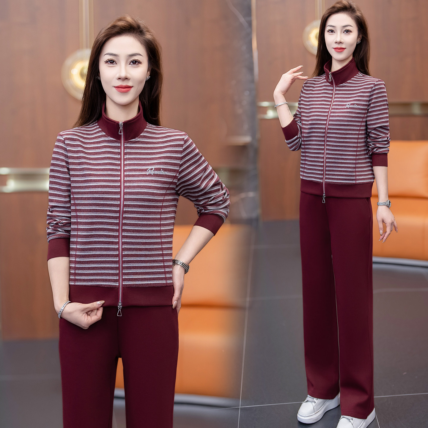 妈妈运动服套装春装2026超火减龄穿搭一整套50岁女人时尚洋气卫衣