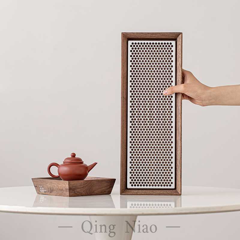 高级感胡桃木茶盘家用干泡盘轻奢小型小茶台储水沥水托盘茶道配件