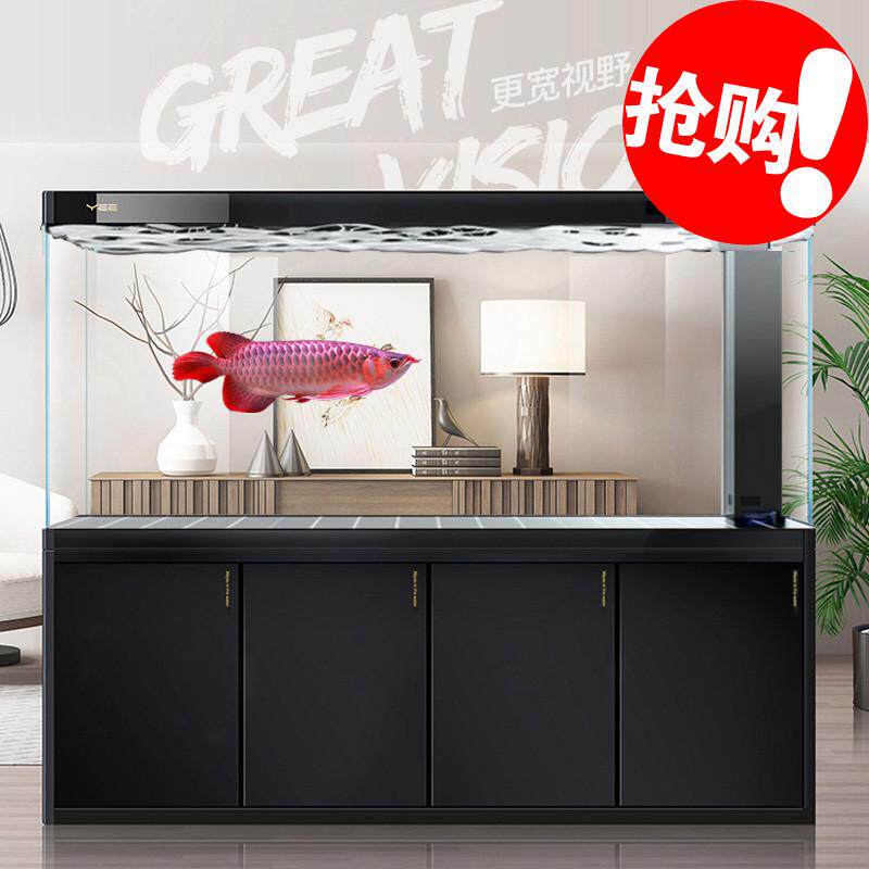 YEE大型鱼缸水族箱2米特大号落地客厅家用龙鱼缸底滤超白缸免换水