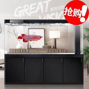 YEE大型鱼缸水族箱2米特大号落地客厅家用龙鱼缸底滤超白缸免换水