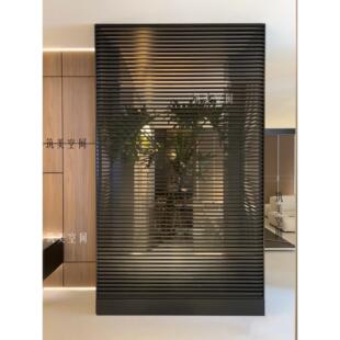 格栅隔断装饰玻璃金属铁艺不锈钢铝合金一字横条定制屏风隔墙隔栅