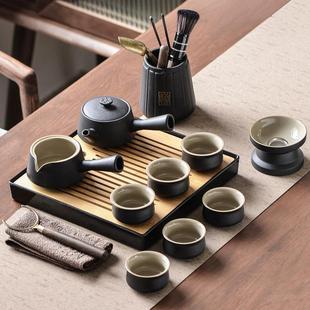 家用防烫功夫茶杯现代轻奢陶瓷日式 整套精致茶具套装 泡茶侧把壶