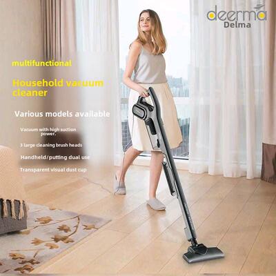 德尔玛家用精品大功率手持推杆小型强大吸力地毯宠物毛头发吸尘器