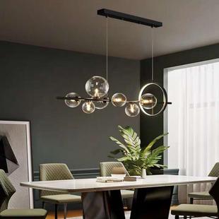 餐厅吧台玻璃泡泡书房家用吊灯 现代轻涩餐桌长条灯北欧创意个性