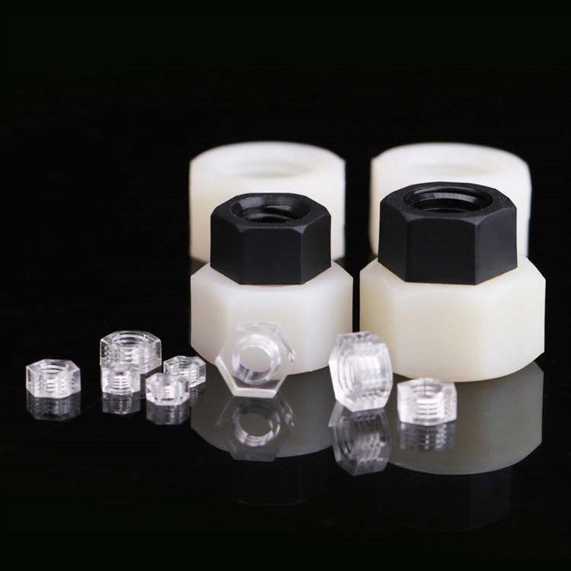 黑/白色尼c龙六角螺母透明塑料螺帽橡胶螺丝帽M2M3M4M5M6M8M10-M2