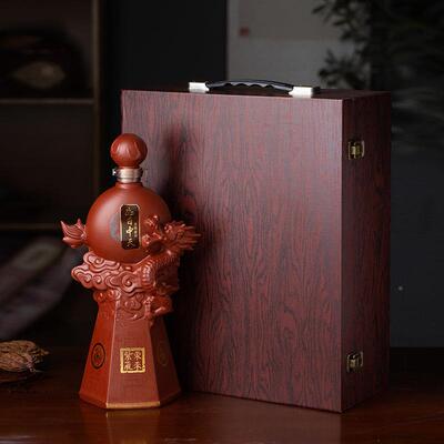 代中式创意现紫现瓷砂酒瓶家用酒壶复古葫芦瓶窖藏景德镇陶酿酒空