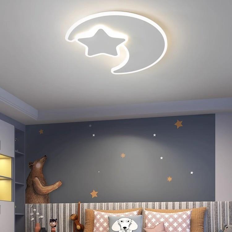 极简儿童代房女674吸顶灯现简约孩男意孩房间灯创星星月亮灯卧室