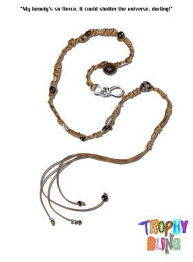 TROPHYBLING丨棕色粗编绳腰链包挂项链