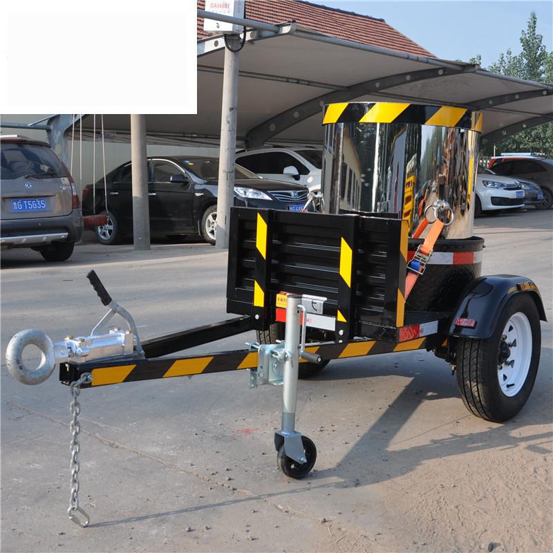 0.5吨圆柱型罐车汽车小拖车桶装运输平板小拖车圆罐平板拖车