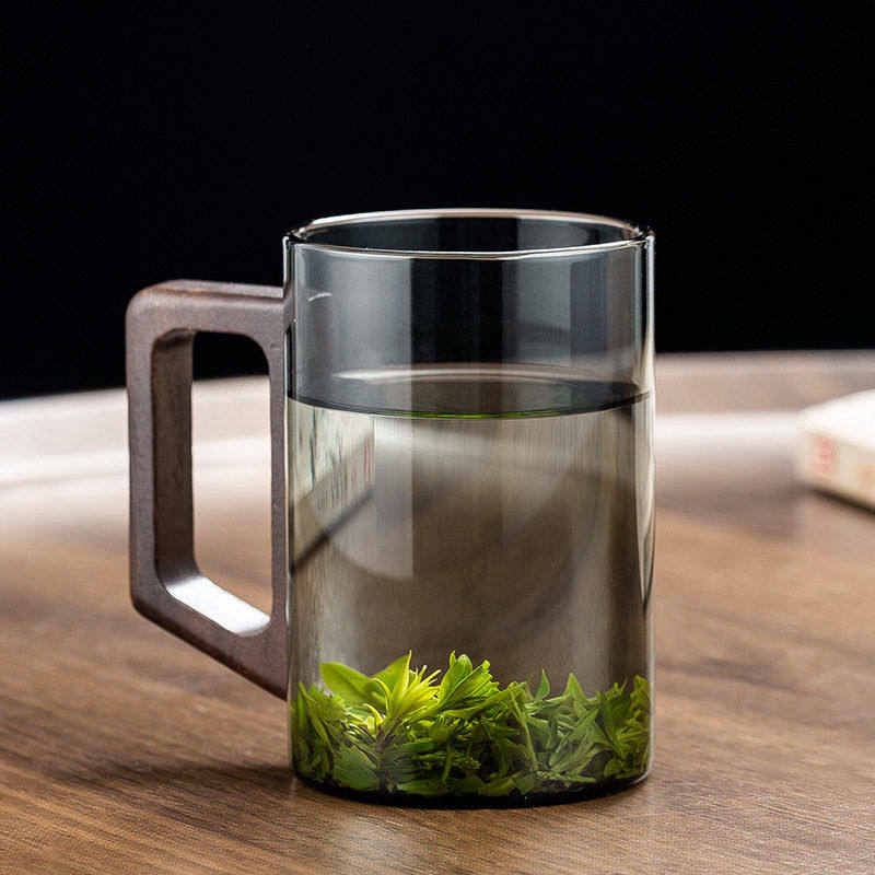 加厚耐温玻璃杯泡茶杯家用日式透明绿茶杯公室防烫木把杯,餐饮具,玻璃杯,淘宝优惠券,粉丝福利购,淘宝优惠卷