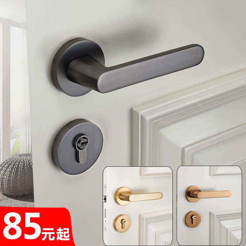 卧室门锁简约家用木门静音磁吸通用型欧式金色锁具室内房间房门锁
