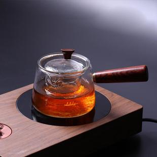 六合堂耐热玻璃茶壶侧把壶带过滤泡茶壶电陶炉煮茶器锤纹玻璃茶壶