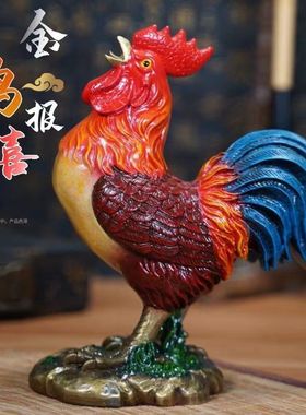 纯铜公鸡摆件福鸡生肖鸡铜鸡铜福字鸡家居工艺品礼品摆件