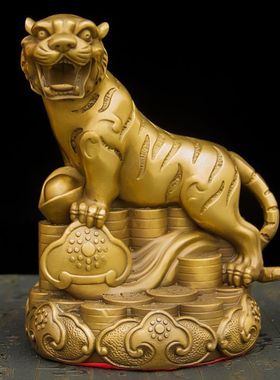 室内铜老虎摆件纯铜老虎家居生肖虎上山虎虎啸山林办公室家具客厅