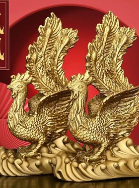 室内铜凤摆件铜汉凤吉祥物摆件家居装饰工艺品