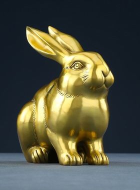 纯铜兔子摆件十二生肖兔客厅办公室装饰品工艺品兔年吉祥物礼品