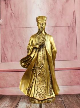 纯铜诸葛亮铜像摆件家居书房学生书桌办公室三国人物新中式工艺品